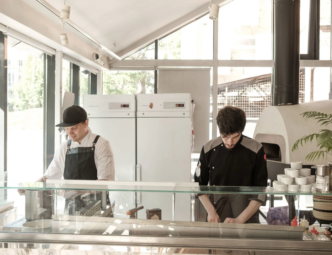 Men preparing food