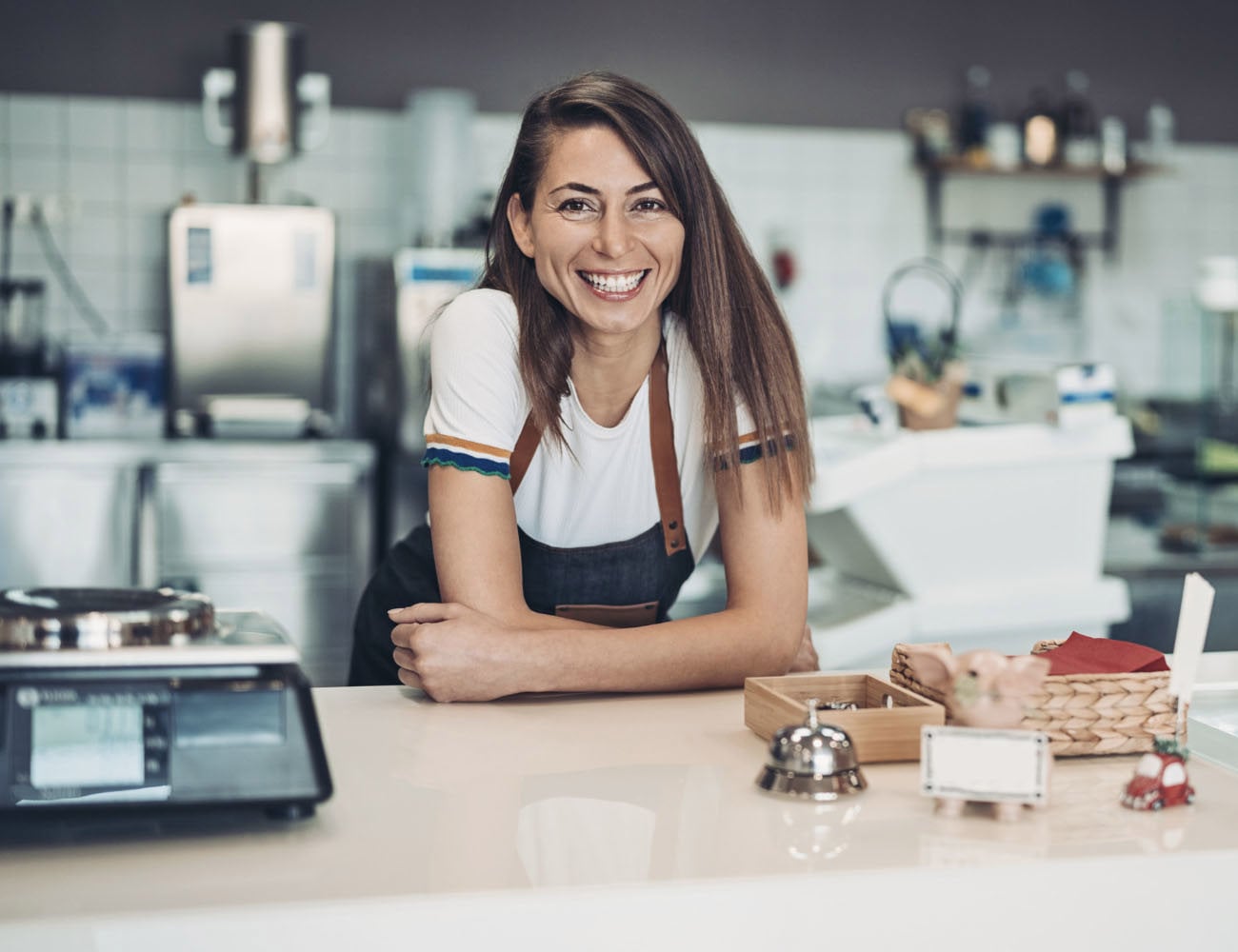 Business owner at counter
