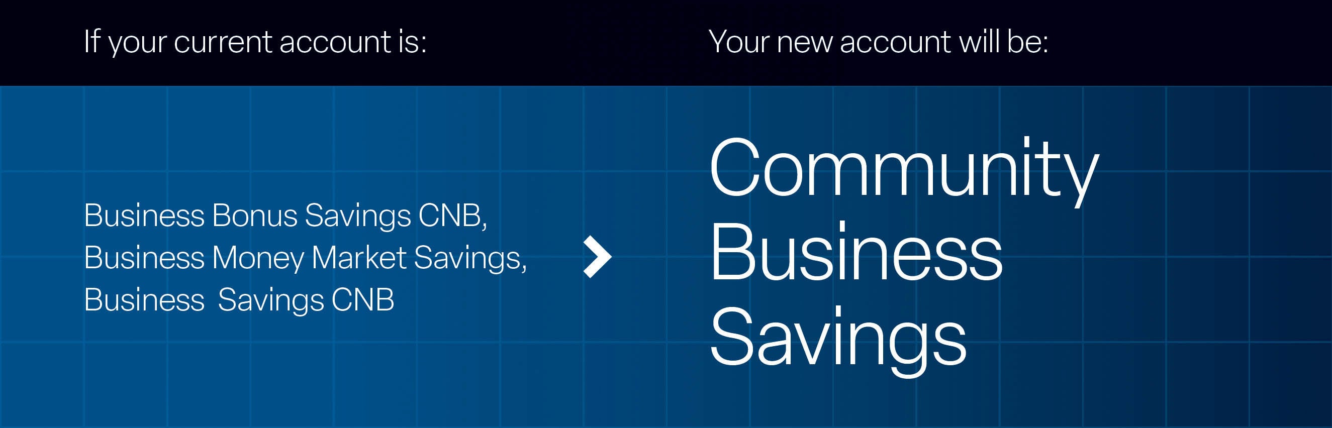 Business Bonus Savings CNB, Business Money Market Savings, Business Savings CNB is now Community Business Savings