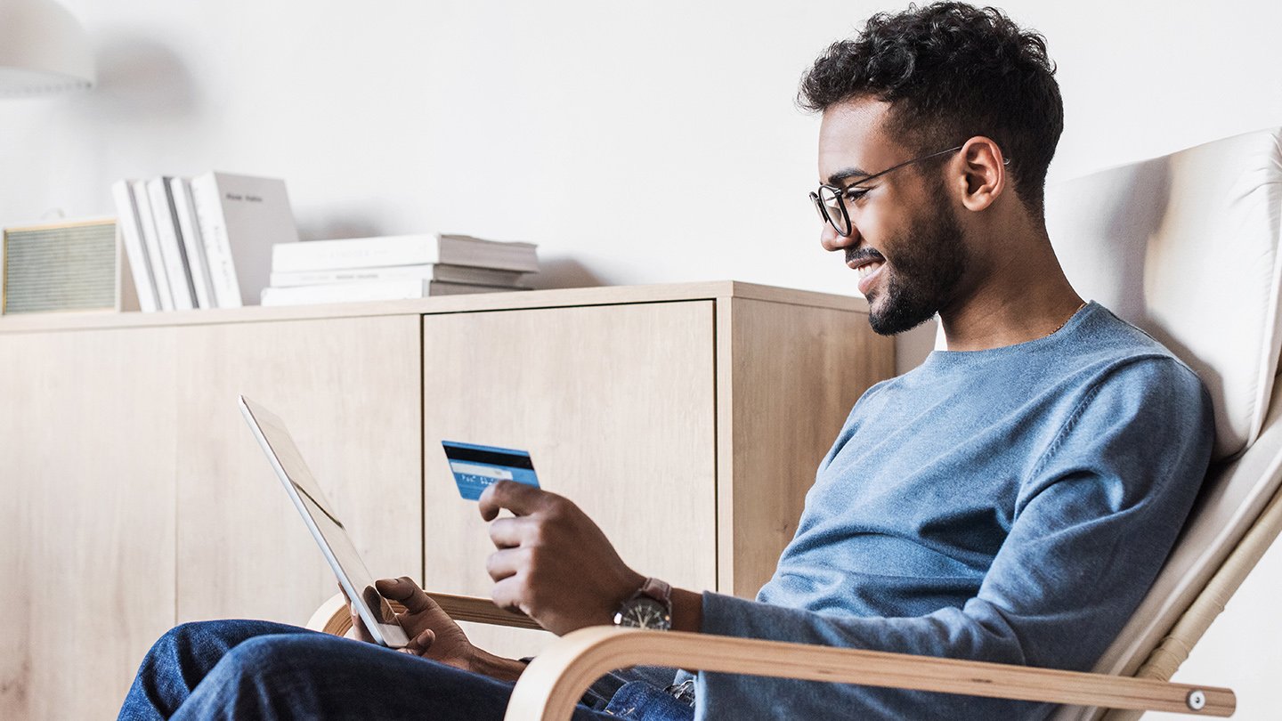 Man using a credit card